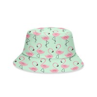 Summer Foldable Reversible Caps Digital Print Flamingo Fishing Caps  Bucket Hats